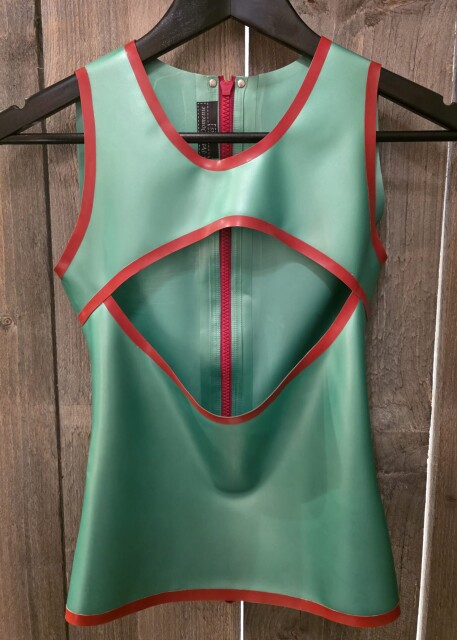 Latex Open Front Top PD-groenrood2